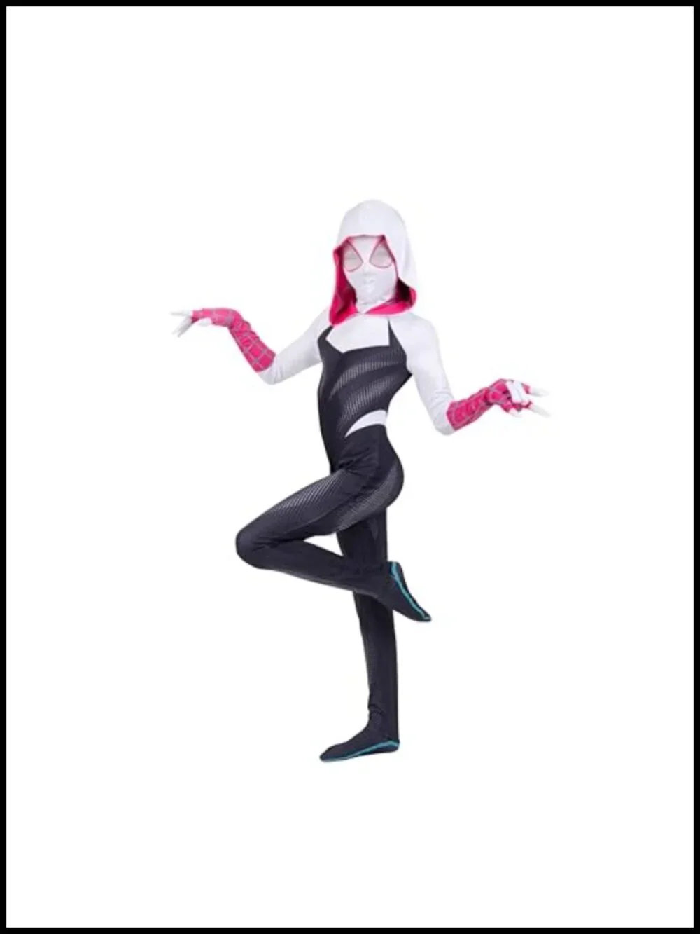 Marvel Spider-Gwen Youth Zentai Costume Hooded Spandex Jumpsuit Halloween